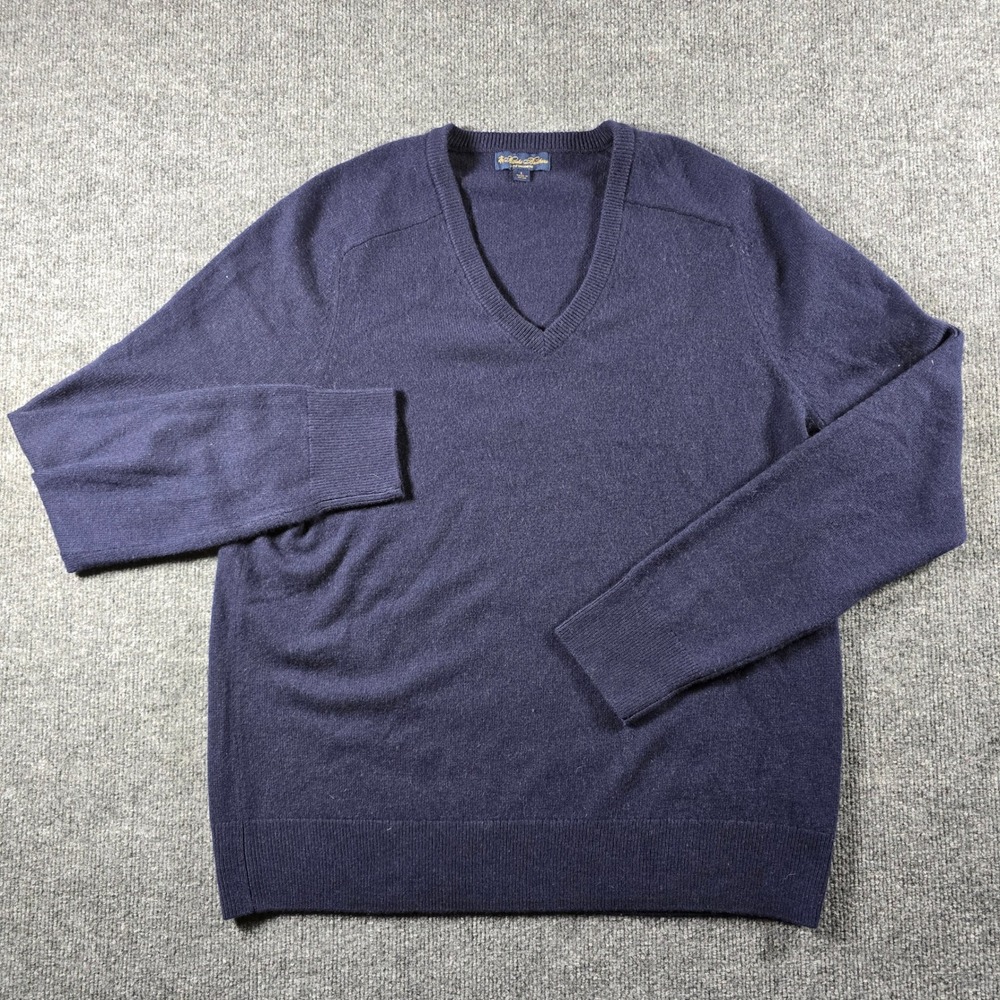 Brooks Brothers Mens Navy Blue 3-Ply Cashmere V-Neck Sweater Large 3127-154NW049